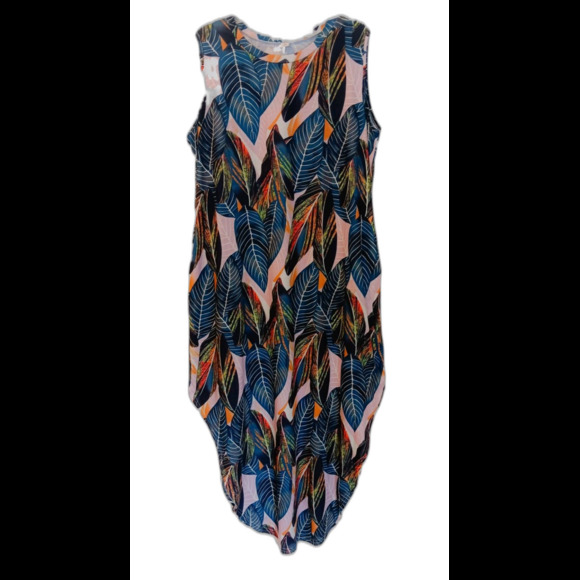 Anrabess Green Lavender Orange Summer Tropical Hawaiian Inspired Dress, XXL - Picture 5 of 6